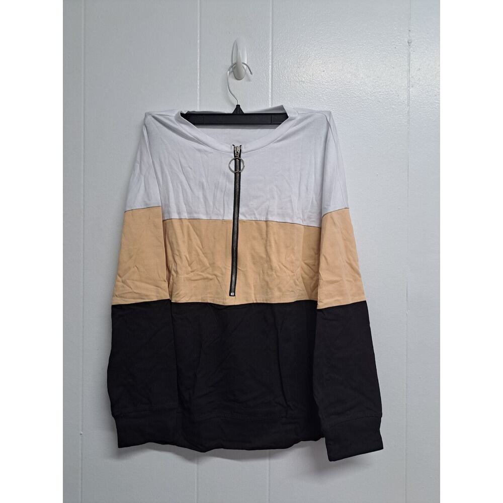 Womens Causal Zip‎ Sweatshirt Long Sleeve Zipper Loose Pullover Tops Shirts Sz S